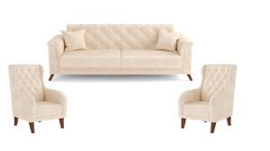 Набор мягкой мебели "Амарант" (диван+ два кресла) (велюр тенерифе крем)
